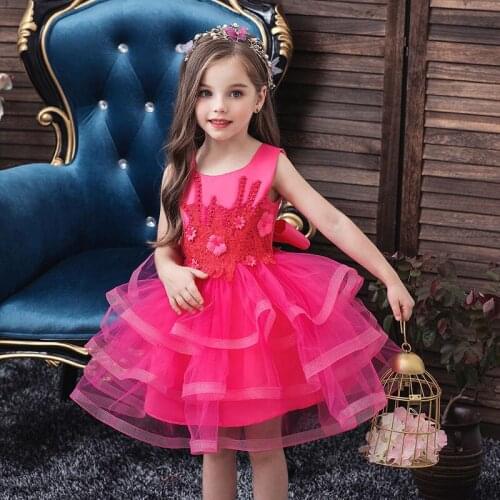 Girl Dresses 2-10 Year Girls Party Clothes Princess Floral Evening Wedding Dress Flower Child Birthday Clothing 5 Color