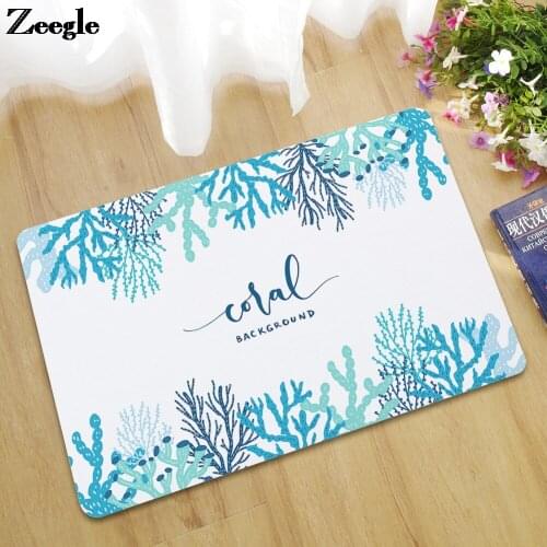 Zeegle Simple Style Waterproof Rubber Floor Mat Kitchen Bathroom Carpet Rug Bedroom Bedside Foot Mat Anti-Slip Entrance Door Mat