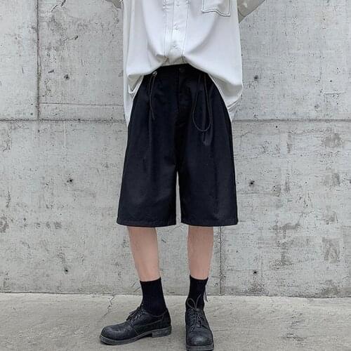 Summer relaxed and casual 5 points Korean elastic straight tube ins suit design sense retro shorts trendy mens trousers