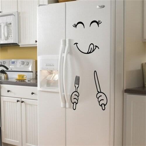 Cute Sticker Fridge Happy Delicious Face Kitchen Fridge Wall Stickers Art Cute Smiley Wall Stickers wallpaper sticker