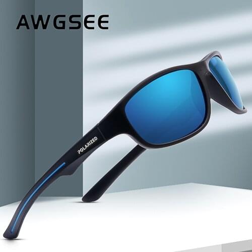 AWGSEE New Men‘s Outdoor Sports UV Protection Fishing Polarized Sunglasses Windproof Goggle Driving Shades Shockingly Colors