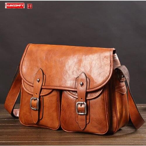 Genuine Leather Mens Bag Leather Shoulder Messenger Bag Fashion Casual Korean Large Capacity Men Messenger Bags 2020 New Wave