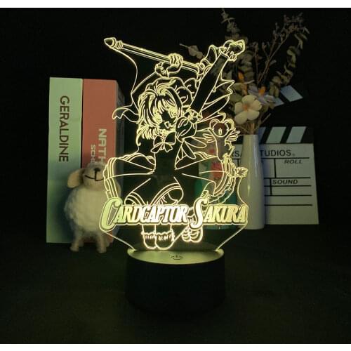 USB Night Light LED Anime 3D Nightlight SAKURA Figure Touch Switch Desk Lamp Card Captor Bedroom Decor Cool Kids Children Gift