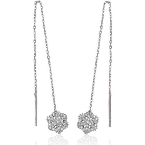 Tevuli 925 Sterling Silver Chain Snow Flake Earrings