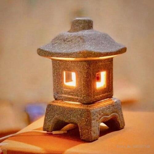 Decoration products courtyard Japanese ceramic imitation stone lamp ornaments imitation marble red clay Japanese garden lantern