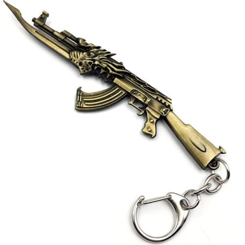 New Vintage Gold Counter Strike Guns Keychain Men CS GO AK47 Gun Trinkets Souvenirs Gift for Boyfriend Key Chain Jewelry Gifts