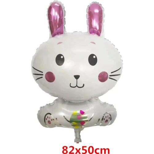 10/20/50pcs Cartoon Animal White Rabbit Foil Balloons Birthday Happy Easter Decoration Supplie Baby Shower Air Globos Kids Toy