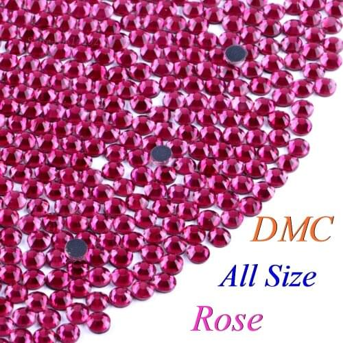All Size! Rose, DMC Hotfix Rhinestone SS6 SS10 SS16 SS20 Glass Crystals Stones Hot Fix Iron-On FlatBack With Glue