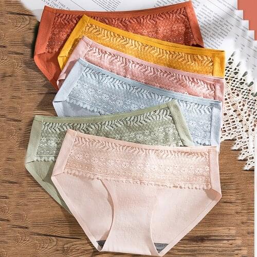 Womens Breathable high quality Elastic Soft Seamless Mid-waist Lace Underwear Panties Female Physiological Menstrual Pants