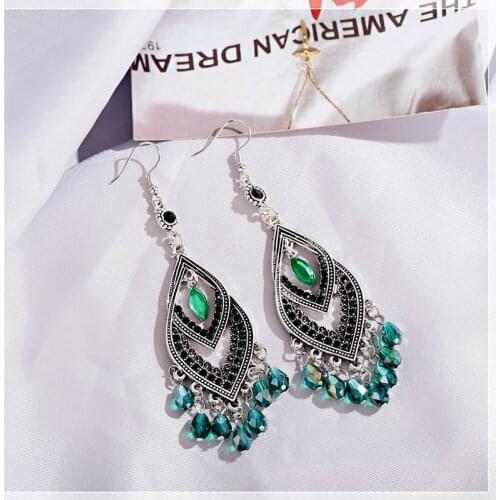 2020 Beaded Earrings Boho Jewelry For Women Vintage Silver Color Handmade Statement Earrings Pendientes Mujer