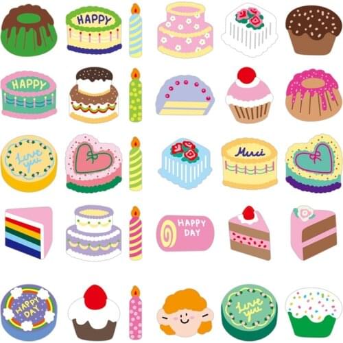 10/50pcs Kawaii Dessert Birthday Cake Sticker Cake Coffee Afternoon Tea Stickers for Stationery Scrapbooking Diary Album Decal