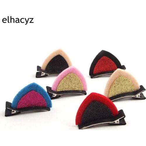 1Pair Retail Chic European Kids Girls Cat Ears Trendy Infantile Kids DIY Hair Accessories Children Headwear for Women Hair Clips