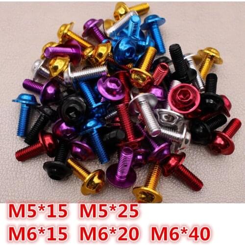 10 PCS M6 M5 mix size Aluminum metal motorcycle screw motorbike decal moto bolt 5MM 6MM motocross Frame Ornamental Moldings nut