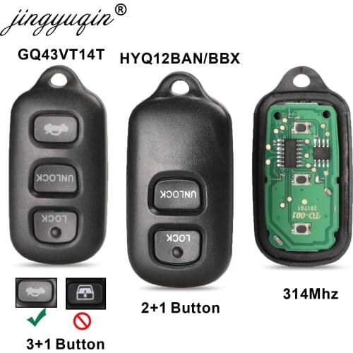 10X 315mhz Remote Car Key fob 2/3 Button+ Panic for Toyota HYQ12BBX Highlander GQ43VT14T Camry Solara Corolla Sienna 2002 -2007
