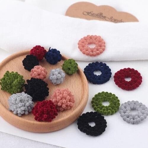 2pcs 2020 New Autumn And Winter Models Flocked Beads Woven Disc Round Ball Semicircle Earrings For Women Diy Jewelry Accessories