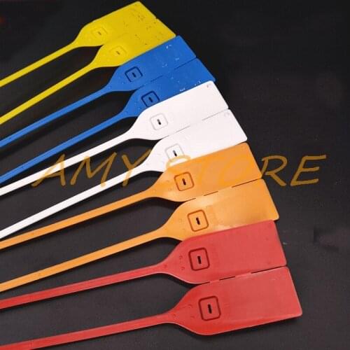 20pcs Red Yellow Blue Green White 380*27.5*2.5mm Plastic Lead Seal One Use With Series Number