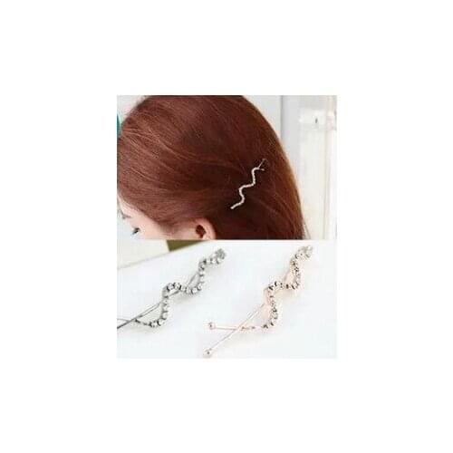 2021 Fashion bend wave hair clip crystal barrette tiara full turn, hairpin word folder shilly