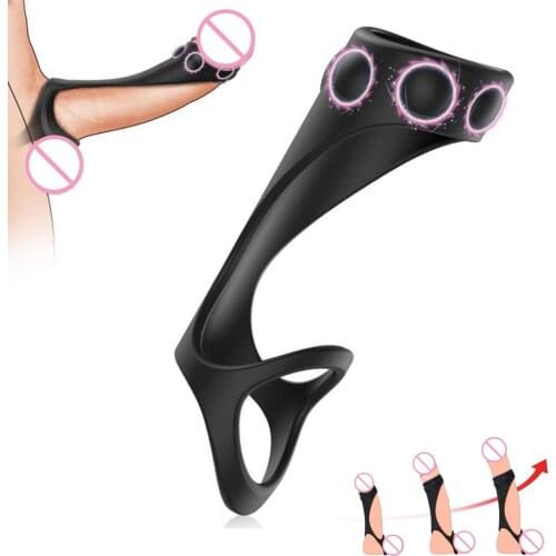 3 in 1 Uplifting Cock Silicone Ring for Male Erection Enhancing, Ultra Soft Wearable Delay Dick Rings for Men or Couples Play