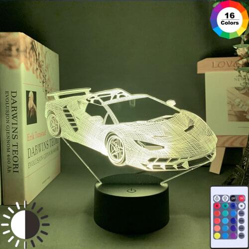 3D Illusion Lamp Sports Car Nightlight for Child Bedroom Decor Color Changing Atmosphere Event Prize Led Night Light Supercar