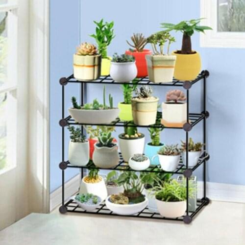 4/5 Layer Foldable Iron Succulent Flower Plant Pot Stand Display Shelf Indoor Outdoor Pot Holder for Living Room Balcony Garden