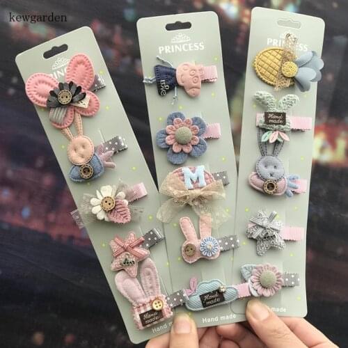 4.5cm Cute Cartoon Hairpins Baby Girls Safety Hair Clips Barrettes Accessories Hairclip Headdress Kids Headwear 5 Pcs/Set
