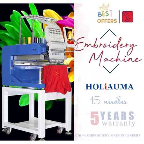Single Head 15 Needle DAHAO Computerized Embroidery Machine Price High Speed Brother Happy Type Hat T-shirt Embroidery Machine