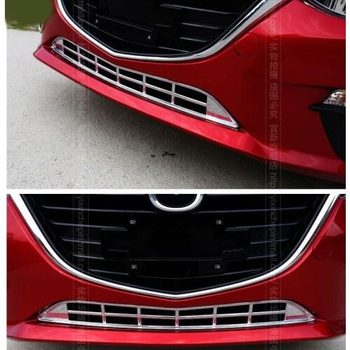 ACCESSORIES FIT FOR NAZDA 3 AXELA 2014-2016 CHROME FRONT LOWER BUMPER GRILL MESH COVER MOLDING GRILLE TRIM INSERT GARNISH GUARD
