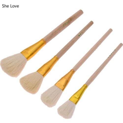 Chzimade Big Head Cleaning Clay Wooden Brushes Shaper Artists Paint Brushes Diy Pottery Clay Sculpture Carving Cleaning Tools