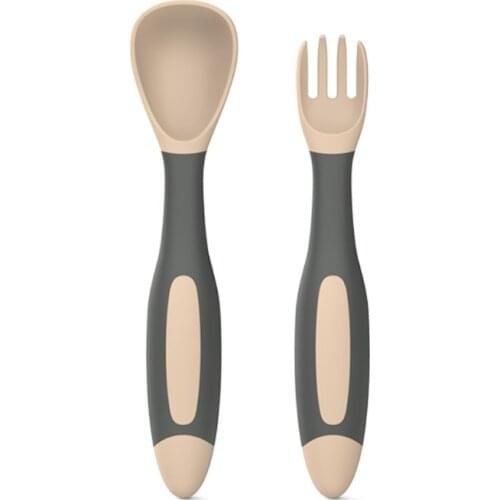 Baby Utensils Toddler Learn To Eat Training Bendable Soft Spoon Fork Tableware