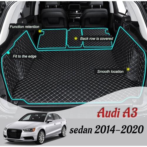 For Audi A3 sedan 2014-2020 Leather Car Trunk Mat Carpet Cargo Liner Accessories Interior Boot 2015 2016 2017 2018 2019