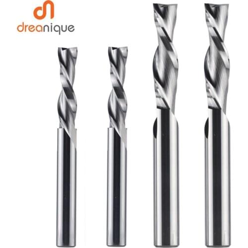 Dreanique 1pc Solid Carbide Milling Cutter 3.175 4 6 8mm 2 Flute Spiral Router Bit Carbide End Mill Wood MDF Down cut
