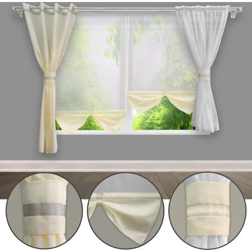 Flying Tulle Curtains Blue Modern Sheer Fabrics Home Textile kitchen Door White Curtains Short Curtains Living Room Window 4PCS