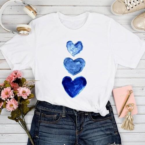 T-shirts Women Love Valentine Watercolor Fashion Spring Summer Clothing Tshirt Top Lady Stylish 2021 Print Clothes Tee T-Shirt