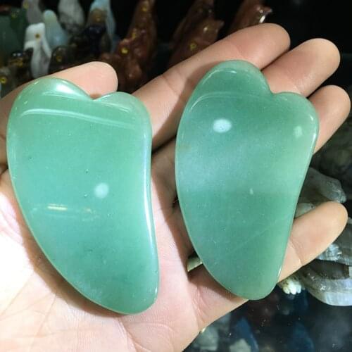 1pcs Natural Green dongling jade quartz Gua face scraping massage tool SPA therapeutic relief skin as for gift