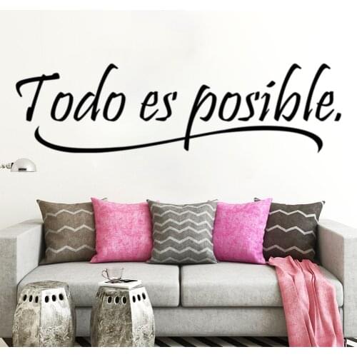 Spanish Quotes Vinyl Wall Stickers Home Decor Decal Todo es posible Inspirational waterproof Wall Art Decals decoration RU175