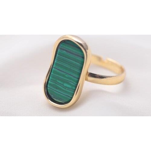 SAY HELLO ladies crystal opening adjustable ring natural stone square tiger pattern turquoise ring dinner party jewelry gift