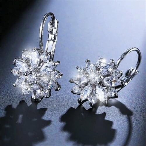Fashion Zircon Earring for women Rose Gold Jewelry heart star earrings flowers stud earrings set