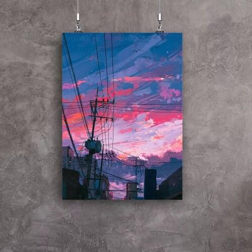 Canvas Modular Wire Poster Home Decor Aestheticism Paintings HD Printed Early Morning Pictures Anime Landscape Wall Art Bedroom