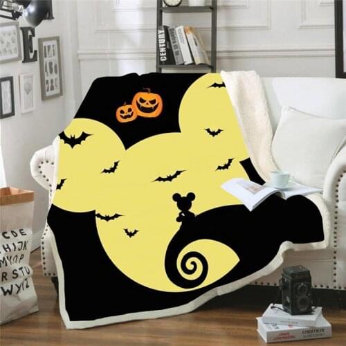 Cartoon Halloween Fleece Blanket Kids Mickey Blanket 3D Print Sherpa Blanket on Bed Home Blankets for Beds