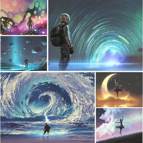 Spaceman The Milky Way Dancer 5D Diy Full Square and Round Diamond Painting Embroidery Cross Stitch Kits Wall Art Home Decor