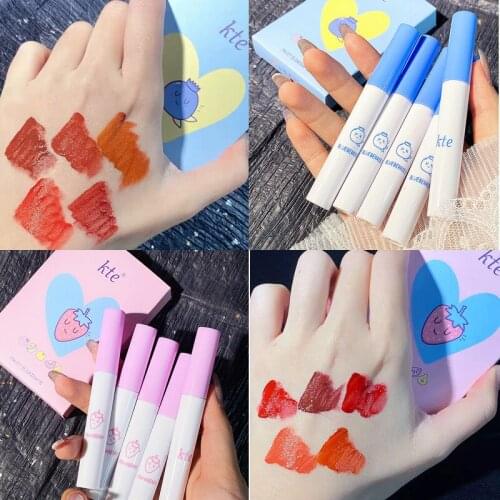 5 Colors/set Fruit Cigarette Tube Lipstick Set Velvet Matte Sexy Non-Stick Cup Lip Glaze Set Box Lip Mud Beauty Cosmetic TSLM1