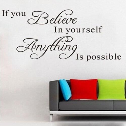 Wall Sticker 1PC Believe Anything is Possible Wall Stickers DIY Removable Living Wallstickers Etiqueta Da Parede 18APR18