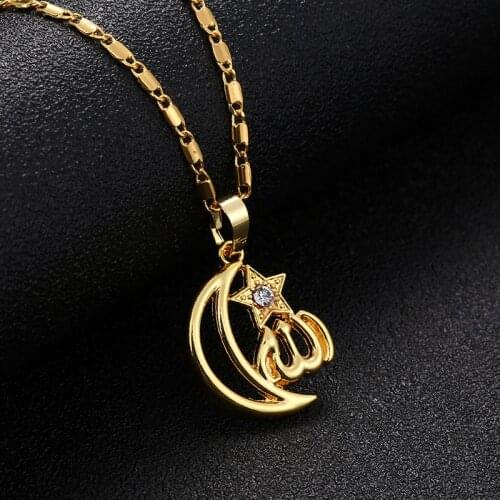 New Islamic Muslim Allah Pendant Necklace For Women Moon&stars Necklace Religious Muslim Jewelry wholesale