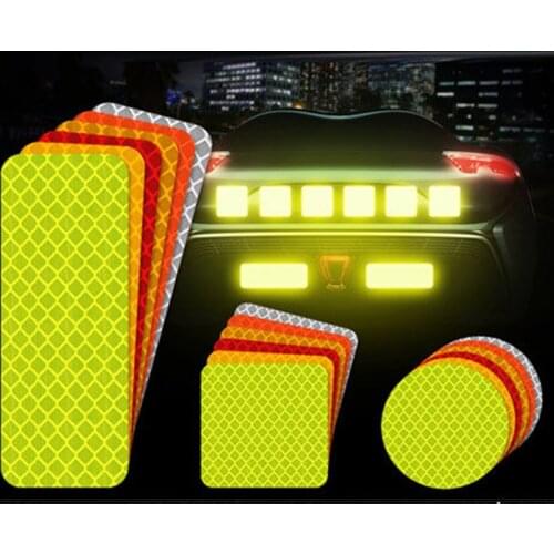 Solid Color Car Reflective Strip Warning Sticker Door Safety Anti-collision Round Rectangle Square Motorcycle Bicycle Stickers