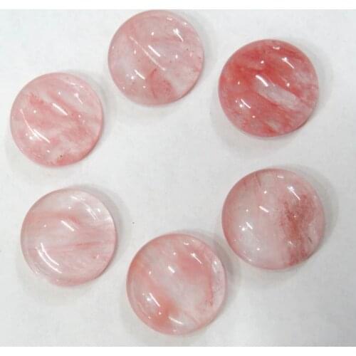 Wholesale 20PCS Natural Stone round 18MM Cabochons No hole cherry quartz Beads for DIY Jewelry Making Ring Earring Accessories