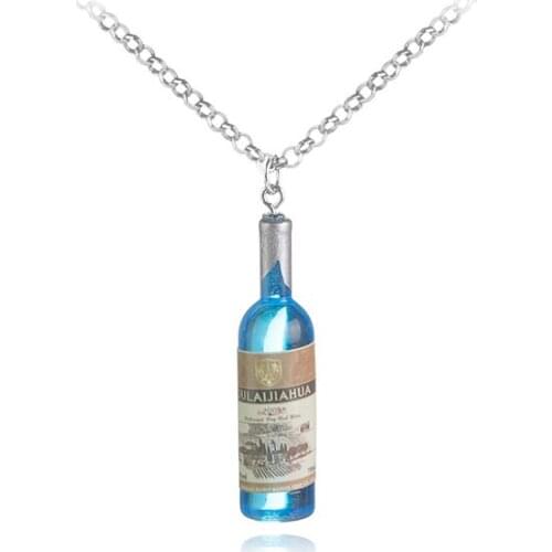 Fooderwerk Jewelry Trendy Mini Bottle Pendant Necklaces With Sliver Zinc Alloy Link Chain For Men Women