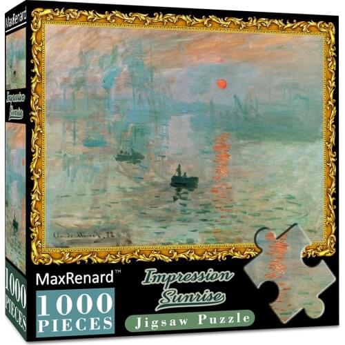 MaxRenard 50*70cm Jigsaw Puzzles 1000 Pieces Wooden Assembling Puzzles Impression Sunrise Masterpiece Puzzles Toys for Adults