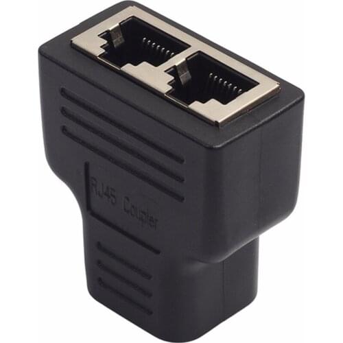 Factory Price 1pc Plastic Copper Core 1 To 2 LAN RJ45 Connector Network Cable Splitter Extender Plug Adapter Connector Black
