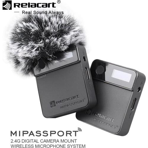 Relacart Mi1 Microphone Wireless Transmitter Kit 3.5mm TRS Lavalier 2.4G Condenser Microphone for DSLR Camera Cellphone Monitor