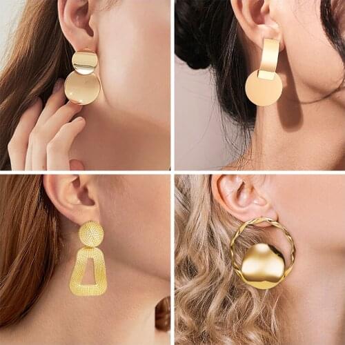 X&P New Vintage Geometric Dangle Drop Earring For Women Statement Round Big Metal Hanging Earrings 2020 Fashion Female Jewelryry